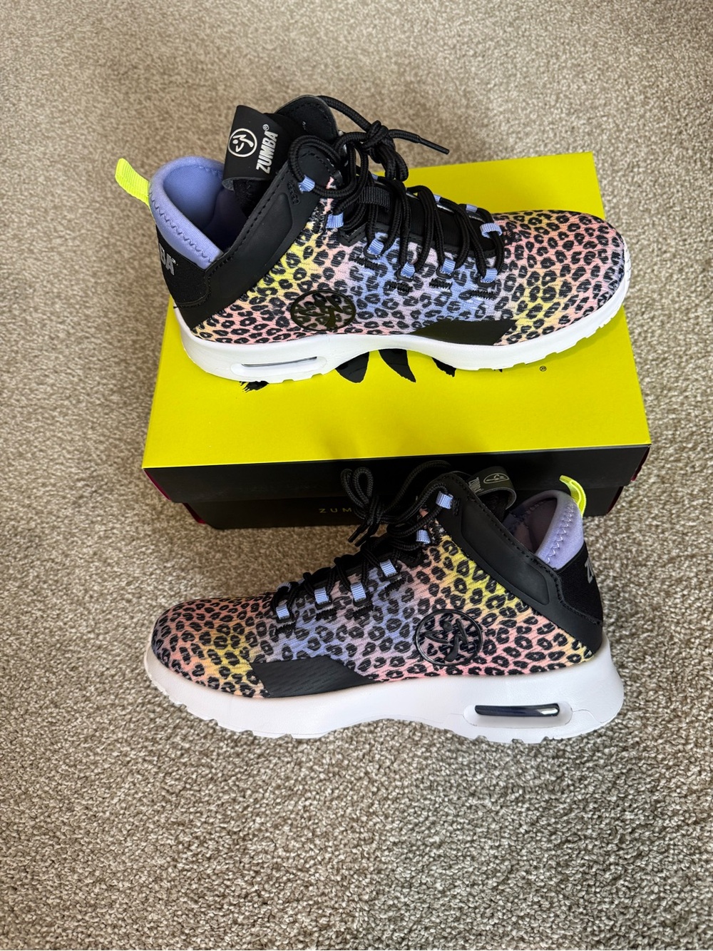 NWT Zumba Wear  Multicolor Leopard Print Athletic Sneakers - Black Accents
